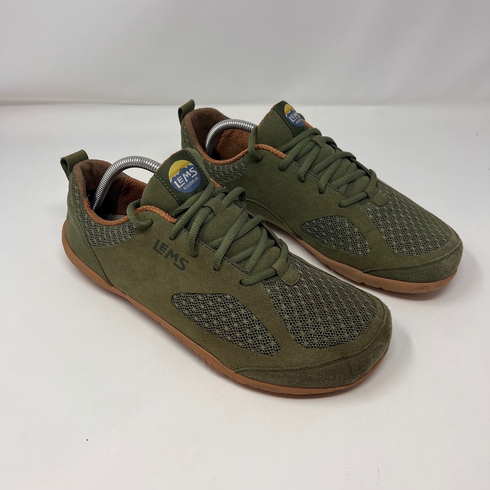 Lems Primal 2 Barefoot Sneakers Mesh Unisex Men 10 Womens 11.5 Olive Green Vegan